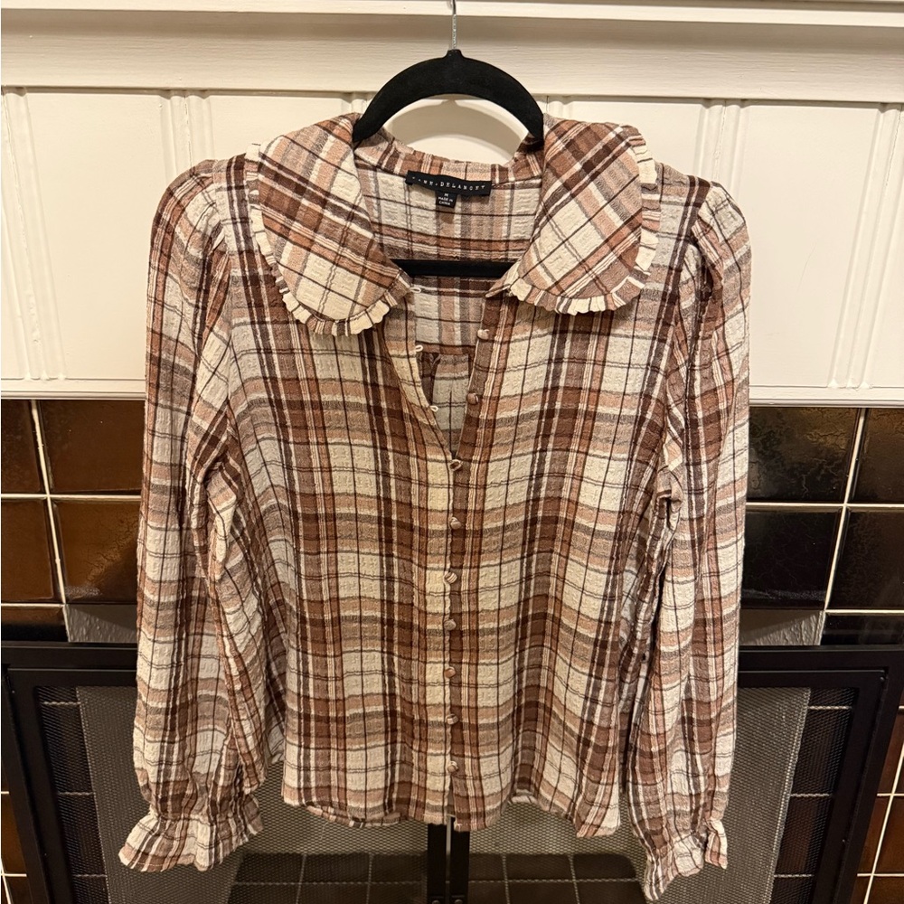 Plaid Peter Pan collared blouse